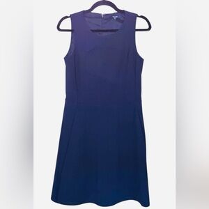 Madewell fit and flare dress size 6 navy blue preppy academia collegiate